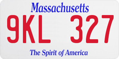 MA license plate 9KL327