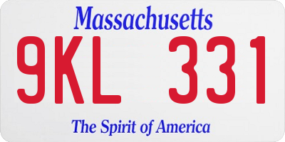 MA license plate 9KL331