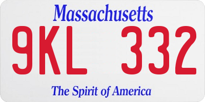 MA license plate 9KL332