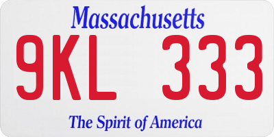 MA license plate 9KL333