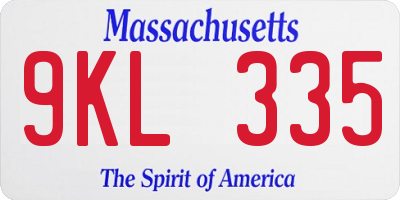 MA license plate 9KL335