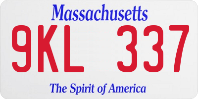 MA license plate 9KL337