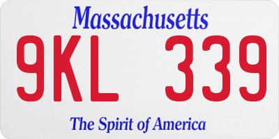 MA license plate 9KL339