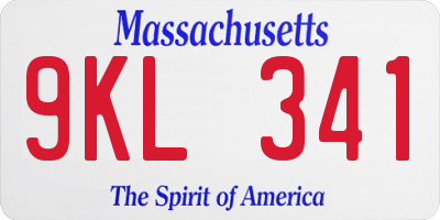 MA license plate 9KL341