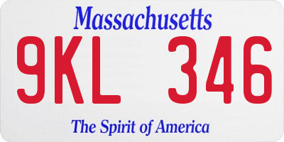 MA license plate 9KL346
