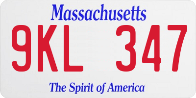MA license plate 9KL347