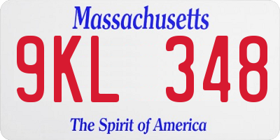 MA license plate 9KL348