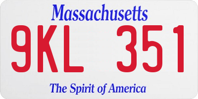 MA license plate 9KL351