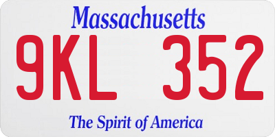 MA license plate 9KL352