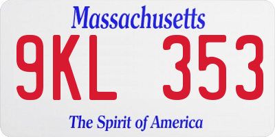 MA license plate 9KL353