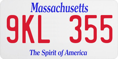 MA license plate 9KL355