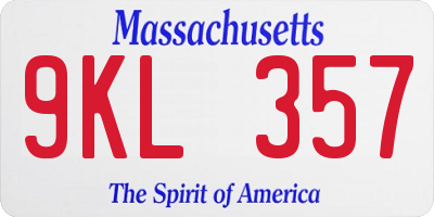 MA license plate 9KL357
