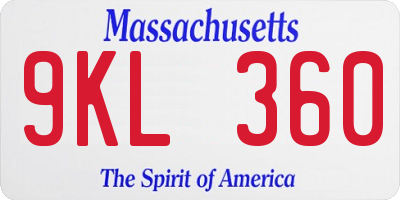 MA license plate 9KL360