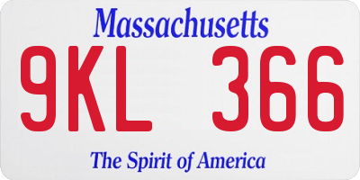 MA license plate 9KL366