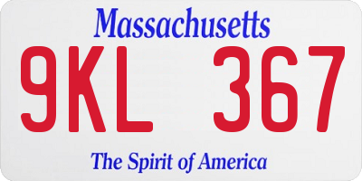 MA license plate 9KL367