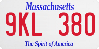 MA license plate 9KL380