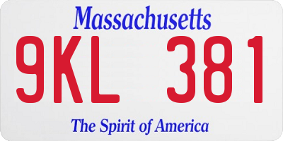 MA license plate 9KL381