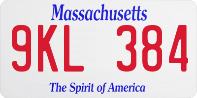 MA license plate 9KL384