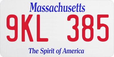 MA license plate 9KL385