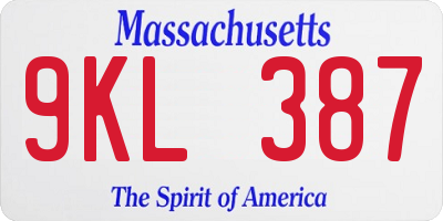 MA license plate 9KL387
