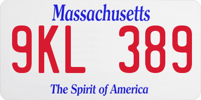 MA license plate 9KL389