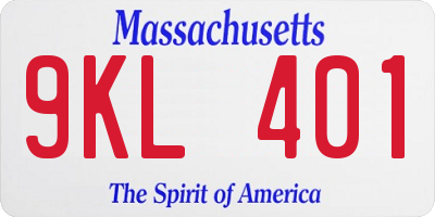 MA license plate 9KL401
