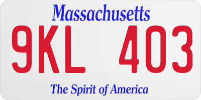MA license plate 9KL403