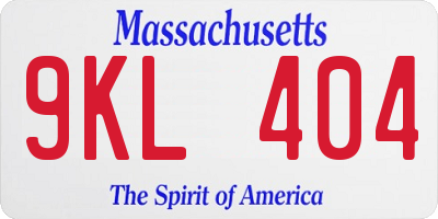MA license plate 9KL404