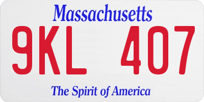MA license plate 9KL407