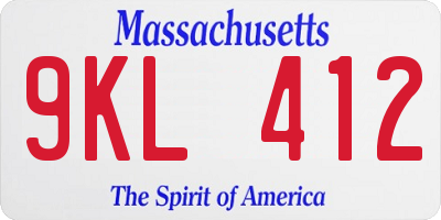 MA license plate 9KL412