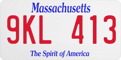 MA license plate 9KL413