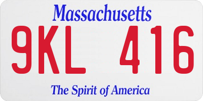 MA license plate 9KL416