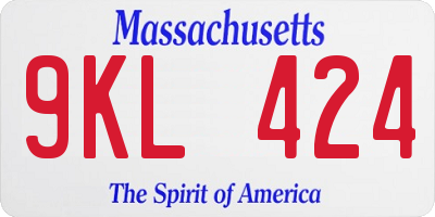 MA license plate 9KL424