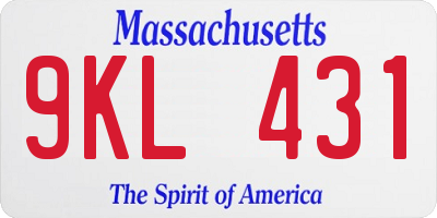 MA license plate 9KL431