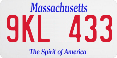 MA license plate 9KL433