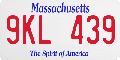 MA license plate 9KL439