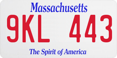 MA license plate 9KL443