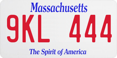 MA license plate 9KL444
