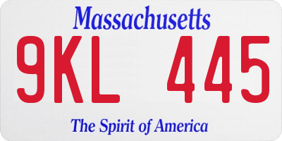 MA license plate 9KL445