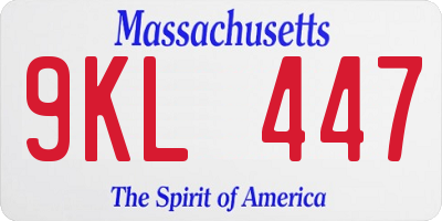 MA license plate 9KL447