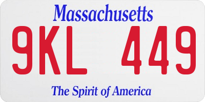 MA license plate 9KL449