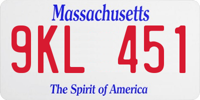 MA license plate 9KL451