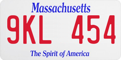 MA license plate 9KL454