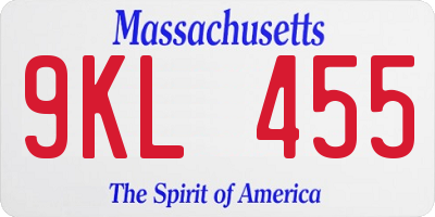 MA license plate 9KL455