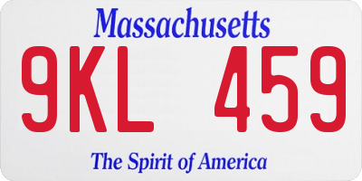 MA license plate 9KL459