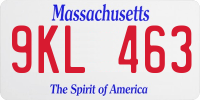 MA license plate 9KL463