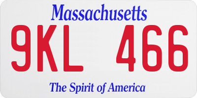 MA license plate 9KL466