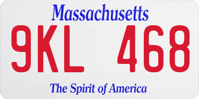 MA license plate 9KL468