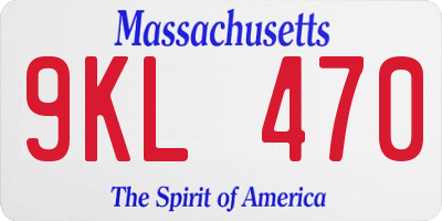 MA license plate 9KL470