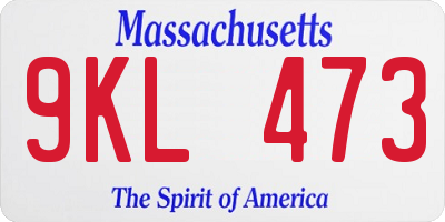 MA license plate 9KL473